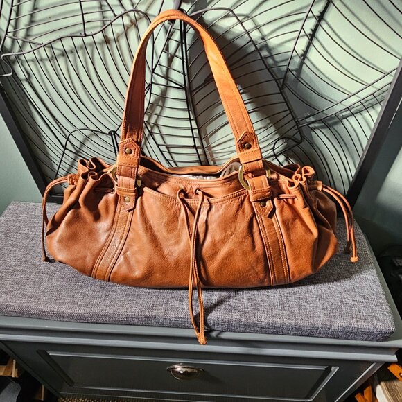 Parfois | Vintage Genuine Leather Camel Slouchy Gerard Darel Lookalike Handbag - Picture 1 of 16